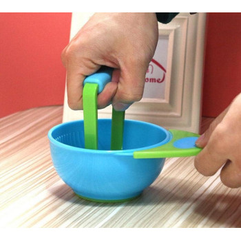 Food Masher Rice Potato Vegetable Mash Bowl with Masher | Color Random