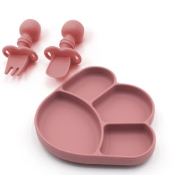 Morandi's Strap Suction Plates With Spoon Set | High Grade Suction | Rose Color | More Thikness