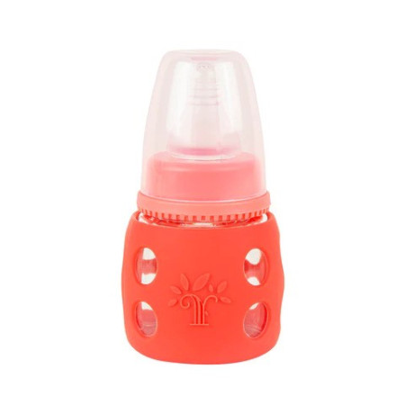 Baby Milk Feeder Minitree Glass Feeding Bottle - Red Color | 60 ML