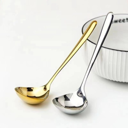 Stainless Steel Sketch Toshica House long -handle Soup spoon | 2 Piece | Silver +  Golden