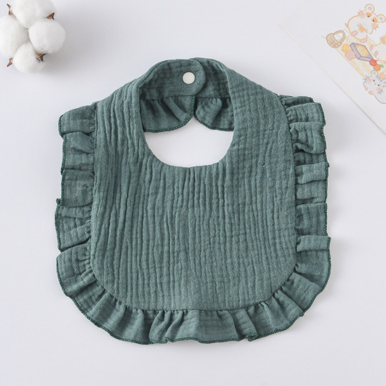 Korean Style Baby Feeding Bib | 0-1 Year | Solid dark green Korean Style Baby Feeding Bib | 0-1 Year | Solid dark green