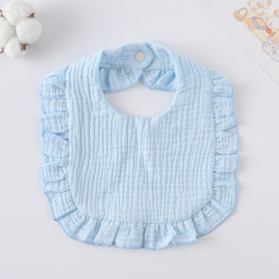 Korean Style Baby Feeding Bib | 0-1 Year | Solid Light Blue