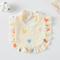 Korean Style Baby Feeding Bib | 0-1 Year | Peach Heart