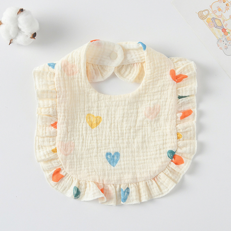 Korean Style Baby Feeding Bib | 0-1 Year | Peach Heart-Lokkisona-bangladesh