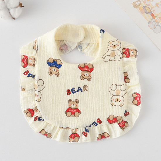 Korean Style Baby Feeding Bib | 0-1 Year | Red and Blue Bear