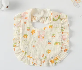 Korean Style Baby Feeding Bib | 0-1 Year | Garden pink rabbit.