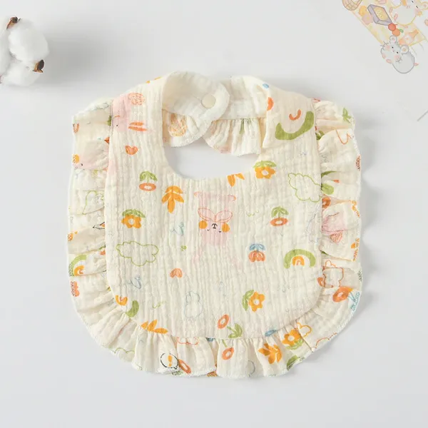 Korean Style Baby Feeding Bib | 0-1 Year | Garden pink rabbit. Korean Style Baby Feeding Bib | 0-1 Year | Garden pink rabbit.