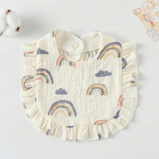 Korean Style Baby Feeding Bib | 0-1 Year | Cloudy Rainbow