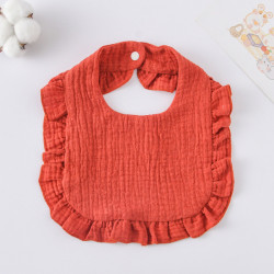 Korean Style Baby Feeding Bib | 0-1 Year | Solid brick red