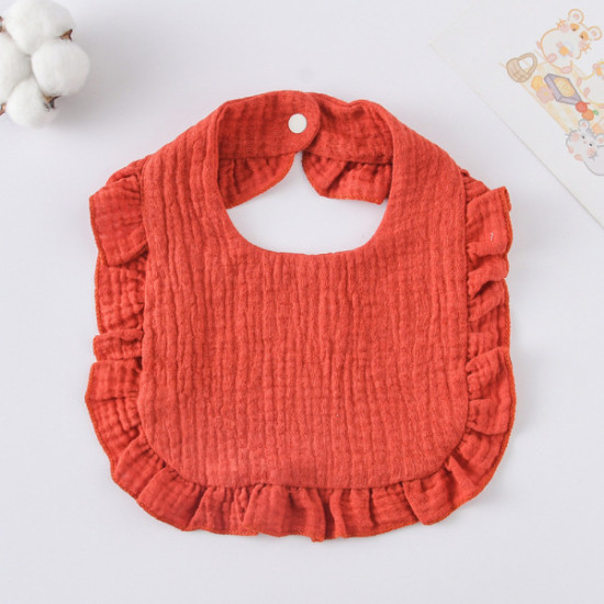 Korean Style Baby Feeding Bib | 0-1 Year | Solid brick red