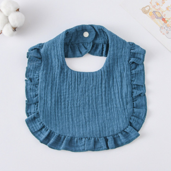 Korean Style Baby Feeding Bib | 0-1 Year | Solid peacock blue Korean Style Baby Feeding Bib | 0-1 Year | Solid peacock blue