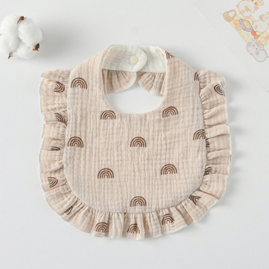 Korean Style Baby Feeding Bib | 0-1 Year | brown rainbow