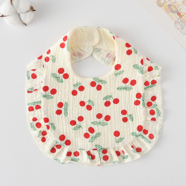 Korean Style Baby Feeding Bib | 0-1 Year | green cherry