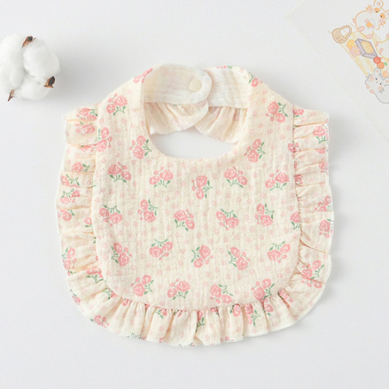 Korean Style Baby Feeding Bib | 0-1 Year | pink rose