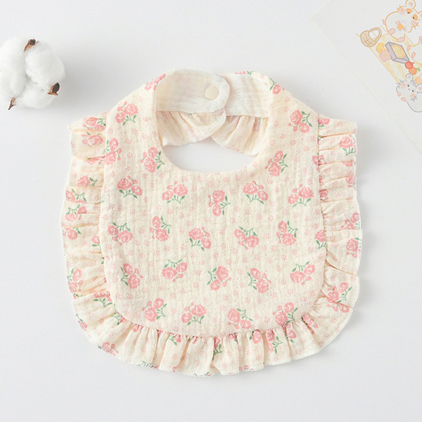 Korean Style Baby Feeding Bib | 0-1 Year | pink rose Korean Style Baby Feeding Bib | 0-1 Year | pink rose