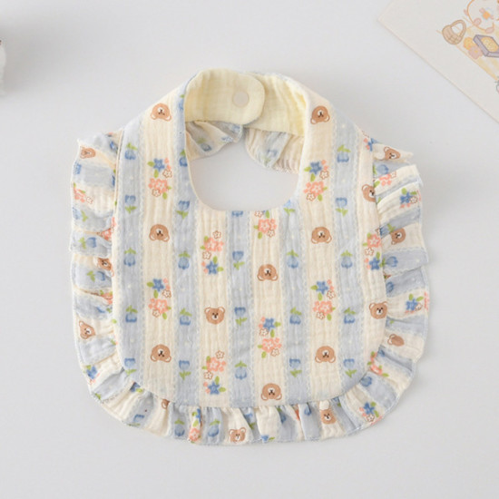 Korean Style Baby Feeding Bib | 0-1 Year | striped bear