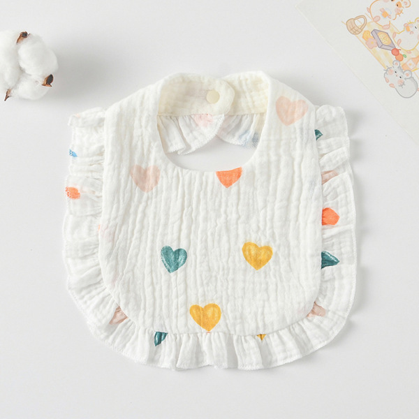 Korean Style Baby Feeding Bib | 0-1 Year | white heart Korean Style Baby Feeding Bib | 0-1 Year | white heart