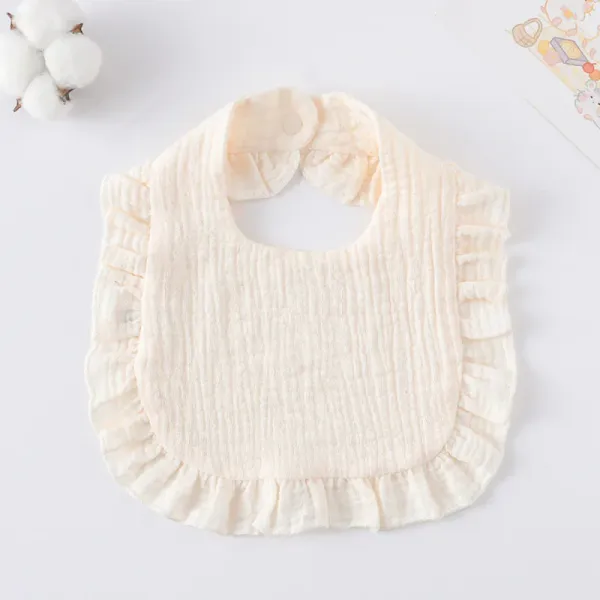 Korean Style Baby Feeding Bib | 0-1 Year | Solid Beige Korean Style Baby Feeding Bib | 0-1 Year | Solid Beige