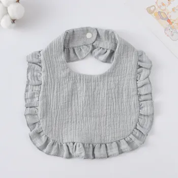 Korean Style Baby Feeding Bib | 0-1 Year | Solid Gray