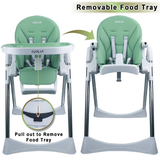 Ivolia B1 Premium Reclining Height Adjustable Feeding High Chair | Green