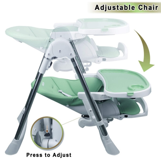 Ivolia B1 Premium Reclining Height Adjustable Feeding High Chair | Green