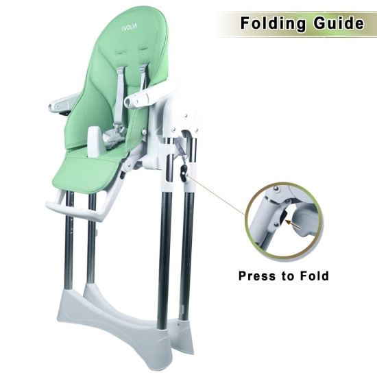 Ivolia B1 Premium Reclining Height Adjustable Feeding High Chair | Green
