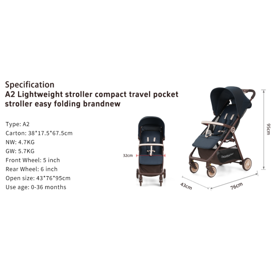 Baobaohao A2 Baby Stroller–Lightweight, Foldable, One-Click Folding, Reclining Seat Baobaohao A2 Baby Stroller–Lightweight, Foldable, One-Click Folding, Reclining Seat