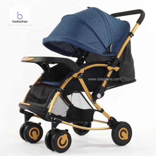 Baobaohao Baby Stroller C3 Pram with Rocking Mood And Adjustable Handle Bar | Blue Baobaohao Baby Stroller C3 Pram with Rocking Mood And Adjustable Handle Bar | Blue