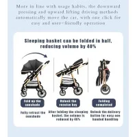 Luxury Baby Stroller with Carrycot & Car Seat Foldable Aluminum Alloy Frame| Color Black
