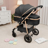 Luxury Baby Stroller with Carrycot & Car Seat Foldable Aluminum Alloy Frame| Color Black