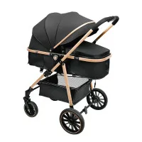 Luxury Baby Stroller with Carrycot & Car Seat Foldable Aluminum Alloy Frame| Color Black
