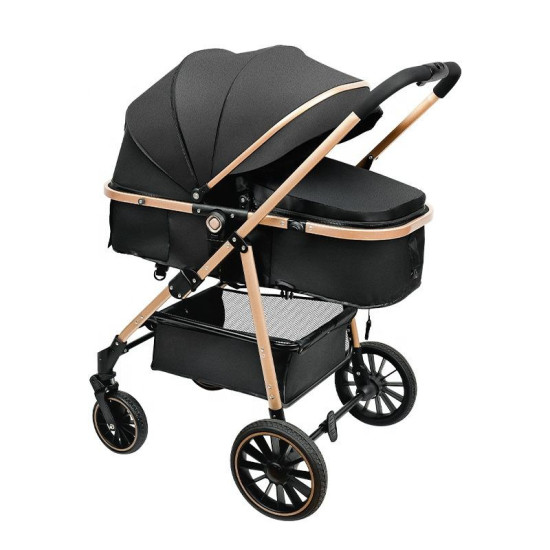 Luxury Baby Stroller with Carrycot & Car Seat Foldable Aluminum Alloy Frame| Color Black
