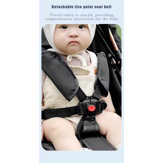 Luxury Baby Stroller with Carrycot & Car Seat Foldable Aluminum Alloy Frame| Color Black