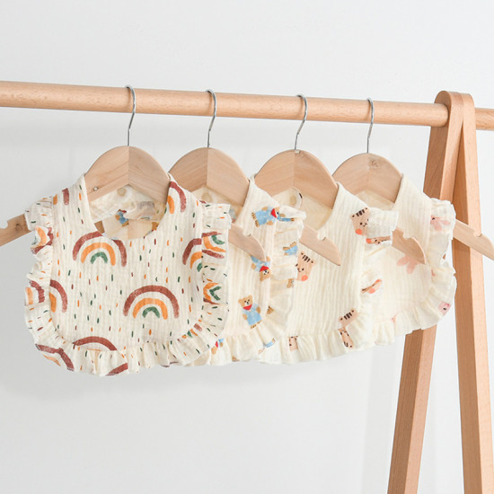 4 Pcs Korean Style Baby Feeding Bib | 0-1 Year | Random Print