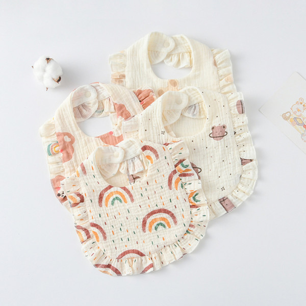 4 Pcs Korean Style Baby Feeding Bib | 0-1 Year | Random Print 4 Pcs Korean Style Baby Feeding Bib | 0-1 Year | Random Print