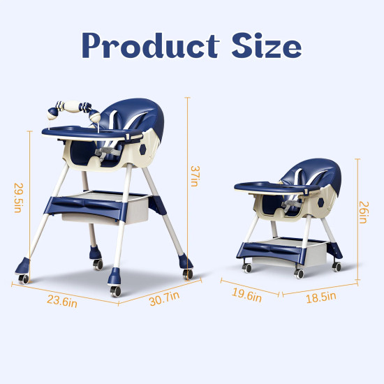 2-In-1 Premium Quality Foldable Baby Feeding high Chair | Multifuntional | Blue Color