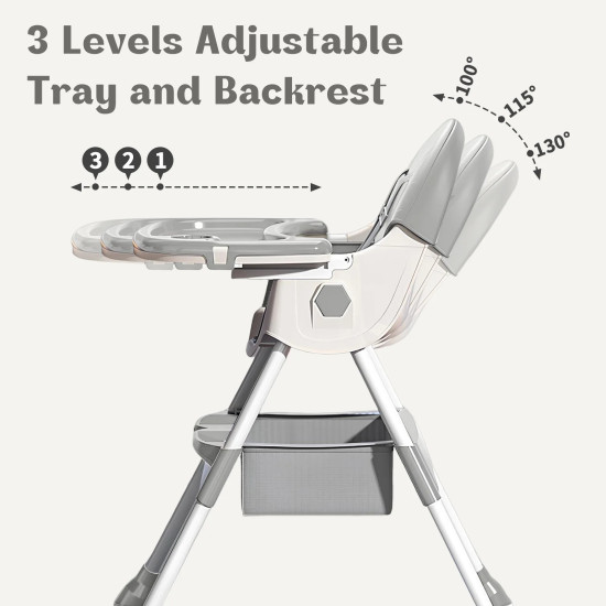 3-In-1 Premium Quality Foldable Baby Feeding high Chair | Multifuntional | Grey Color 3-In-1 Premium Quality Foldable Baby Feeding high Chair | Multifuntional | Grey Color