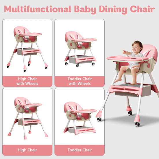 2-In-1 Premium Quality Foldable Baby Feeding high Chair | Multifuntional | Green Color