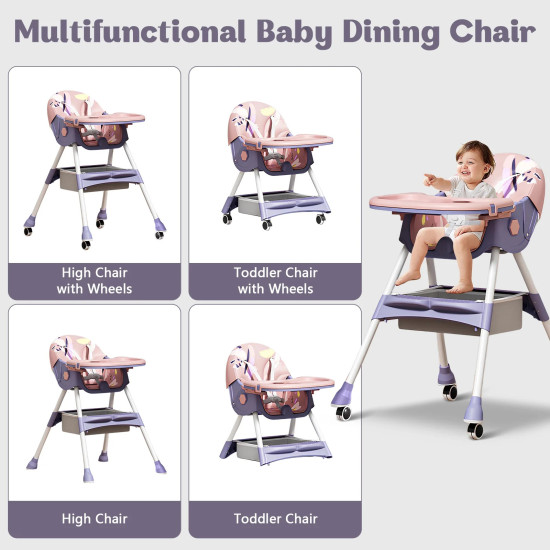 2-In-1 Premium Quality Foldable Baby Feeding high Chair | Multifuntional | Green Color