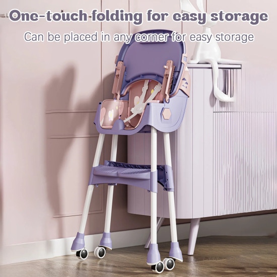 2-In-1 Premium Quality Foldable Baby Feeding high Chair | Multifuntional | Green Color
