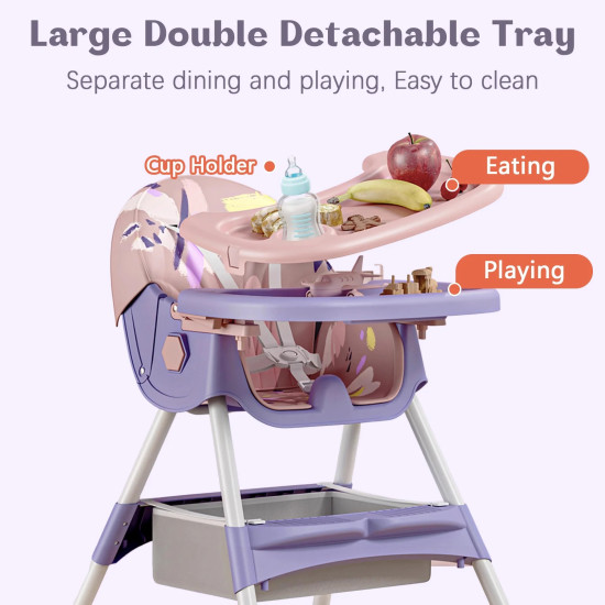 2-In-1 Premium Quality Foldable Baby Feeding high Chair | Multifuntional | Green Color