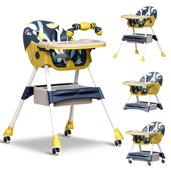 2-In-1 Premium Quality Foldable Baby Feeding high Chair | Multifuntional | Yellow & Blue Color 2-In-1 Premium Quality Foldable Baby Feeding high Chair | Multifuntional | Yellow & Blue Color