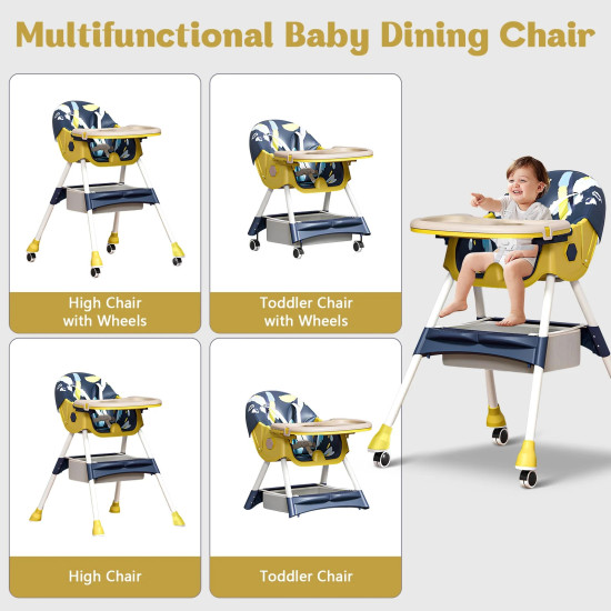 2-In-1 Premium Quality Foldable Baby Feeding high Chair | Multifuntional | Green Color