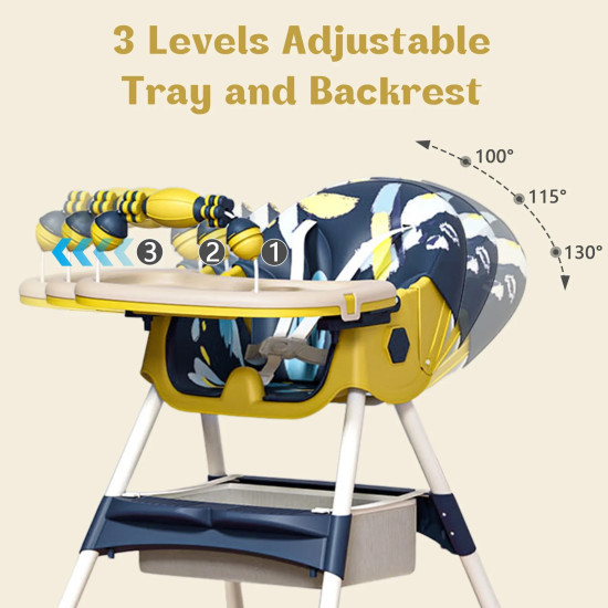 2-In-1 Premium Quality Foldable Baby Feeding high Chair | Multifuntional | Yellow & Blue Color 2-In-1 Premium Quality Foldable Baby Feeding high Chair | Multifuntional | Yellow & Blue Color