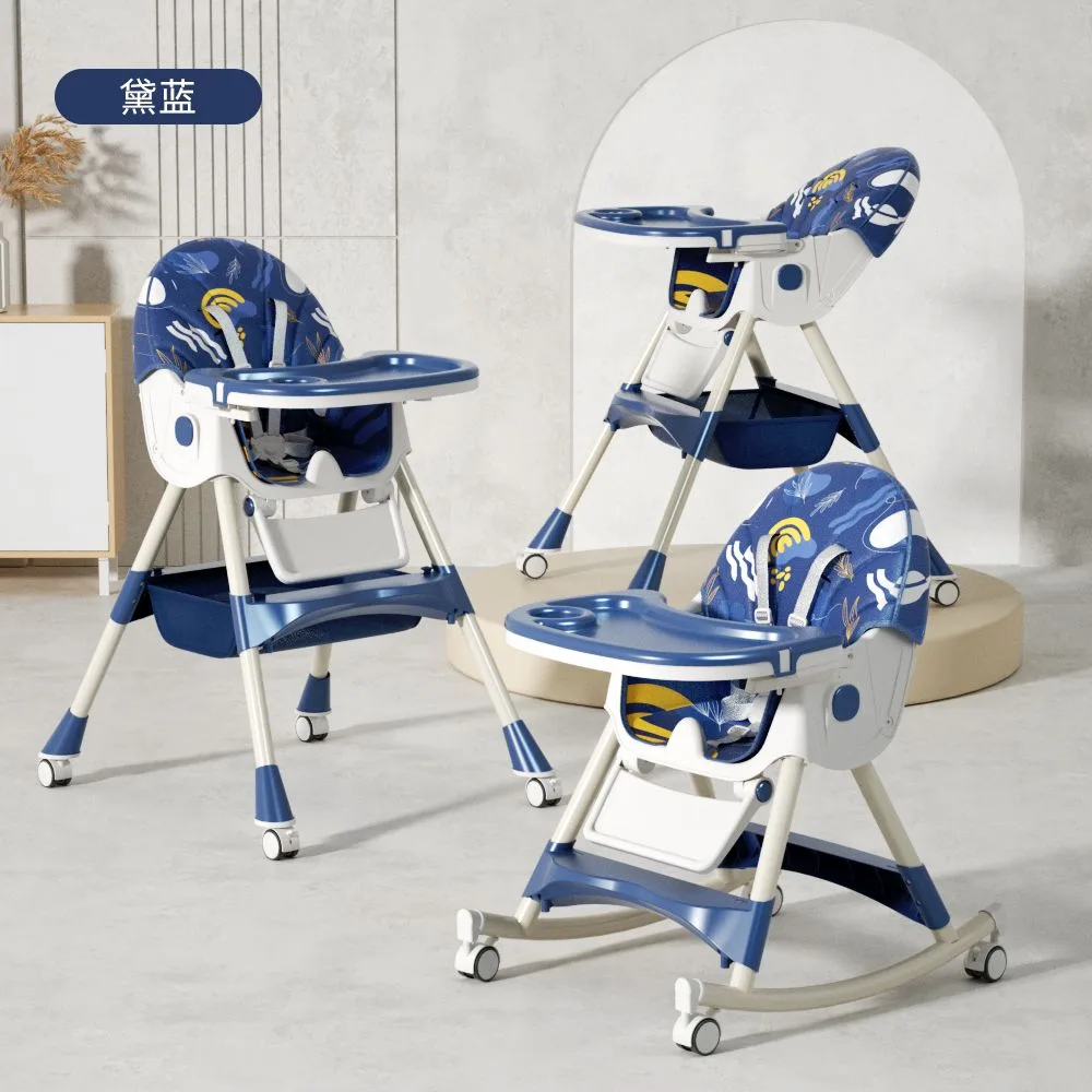 3 In 1 | All In 1 | Rocking Horse Baby Feeding Chair | Height Adjustable, Seat Reclyning System, Rocking Horse | Blue Print