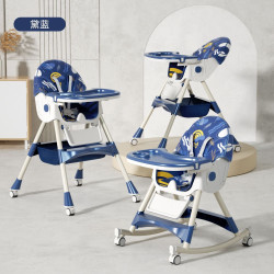 4 In 1 | All In 1 | Rocking Horse Baby Feeding Chair | Height Adjustable, Seat Reclyning System, Rocking Horse | Blue