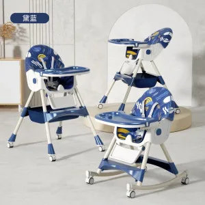 3 In 1 | All In 1 | Rocking Horse Baby Feeding Chair | Height Adjustable, Seat Reclyning System, Rocking Horse | Blue Print