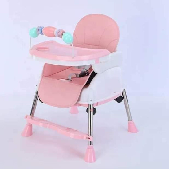 Adjustable Baby High Chair with Feeding Tray, Baby Dinner Chair with Wheels