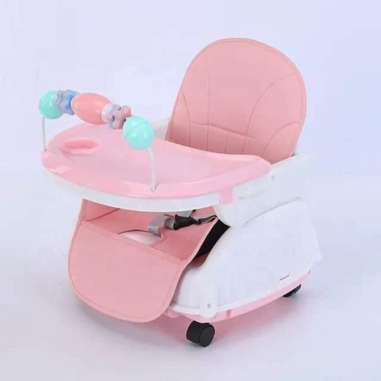 Adjustable Baby High Chair with Feeding Tray, Baby Dinner Chair with Wheels
