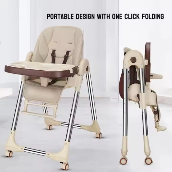 A330 Premium Reclining Height Adjustable Feeding High Chair (China) - Cream A330 Premium Reclining Height Adjustable Feeding High Chair (China) - Cream